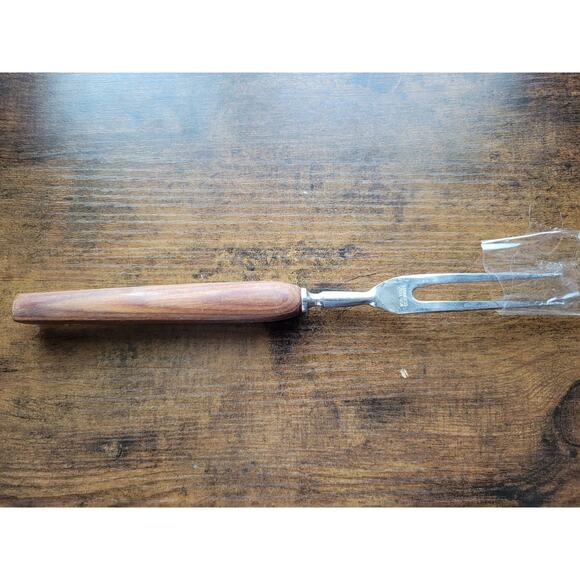 Vintage 2-Prong Stainless Steel Carving/Serving Fork w/Wooden Handle - 11” Long - Picture 4 of 8